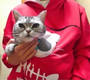 Sweatshirt Pull Poche Kangourou pour Chat