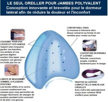 Coussin Orthopédique pour Jambes à Mousse Mémoire de Forme
