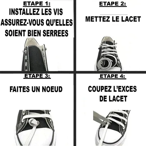 Lacets rapide sans noeuds - Faits Avec Une Seule Main (lot de 2)