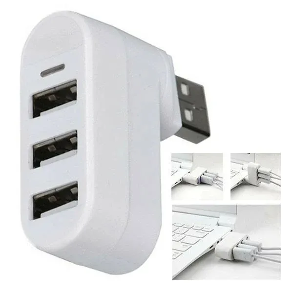 Mini Multi-ports USB Rotatif à 3 Ports